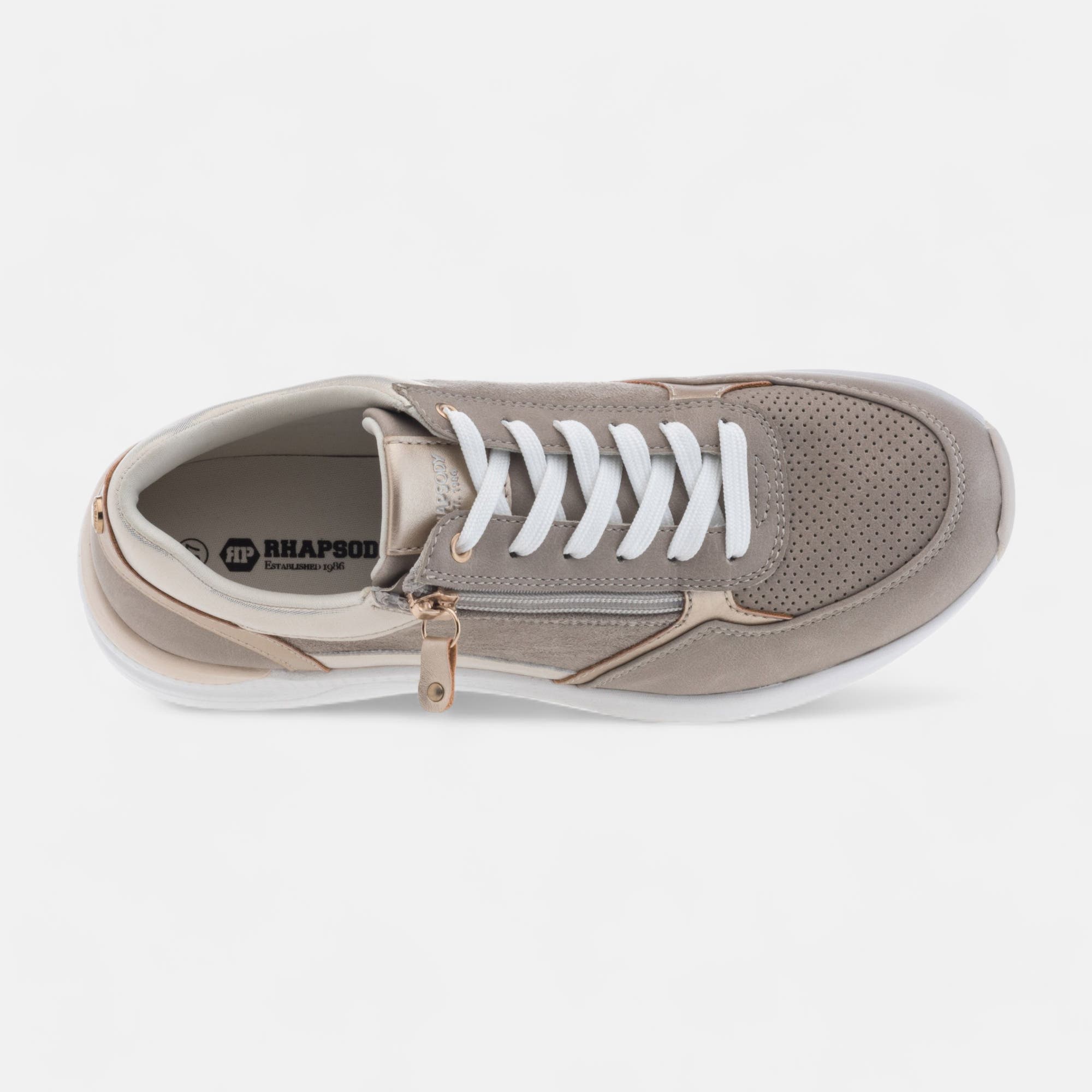 Baskets basses à talon compensé Femme beige