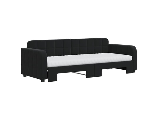 VIDAXL - Lit de jour avec lit gigogne et matelas noir 80x200 cm velou...
