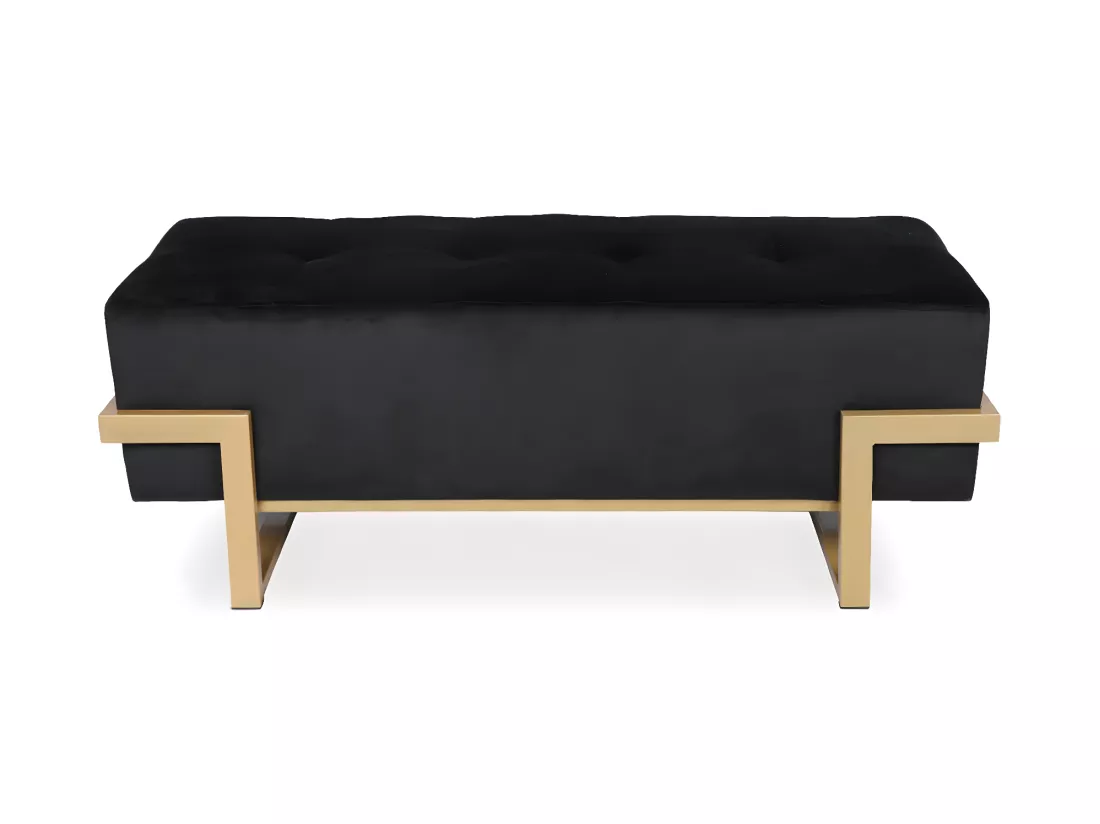 Banquette Selena Velours noir pieds or