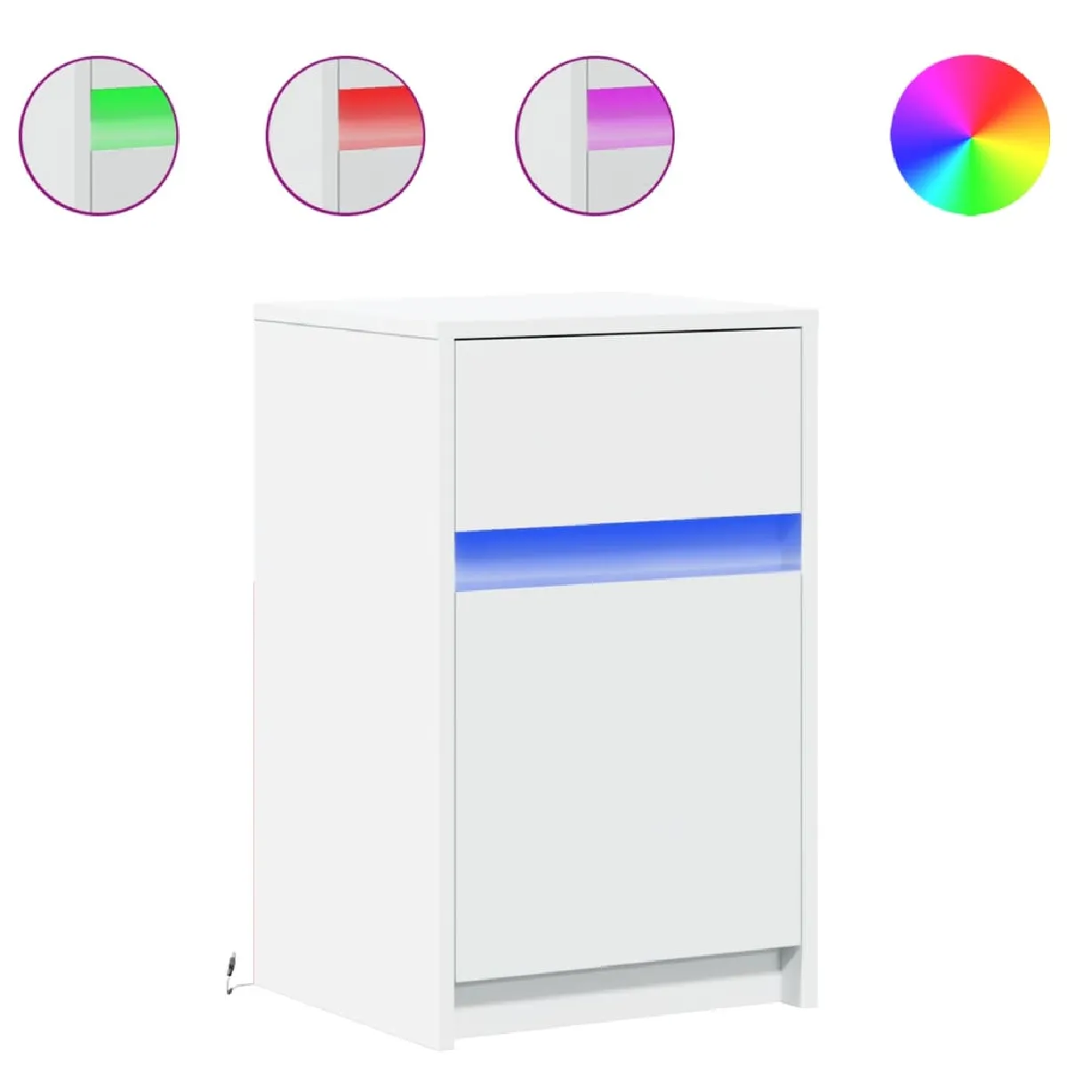 VIDAXL Lot de 2 Armoires de chevet LED 38x34x61 cm - Blanc