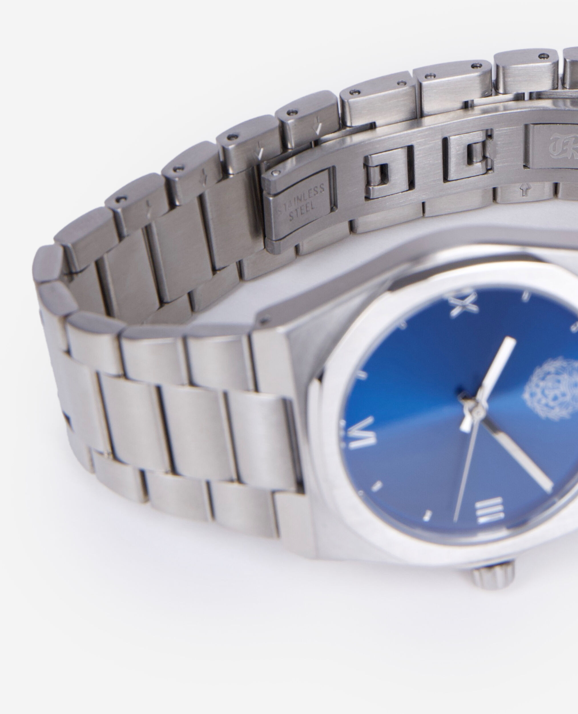 Montre avec Blazon argentée cadran bleu