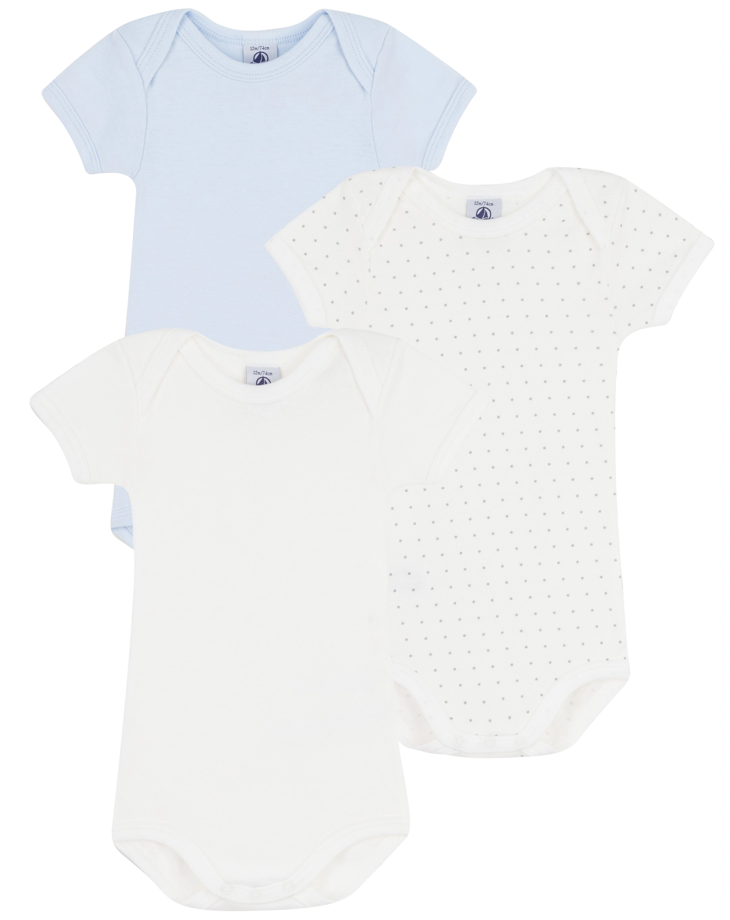 Kurzarmbody MINI STARS 3er-Pack in marshmallow/fraicheur