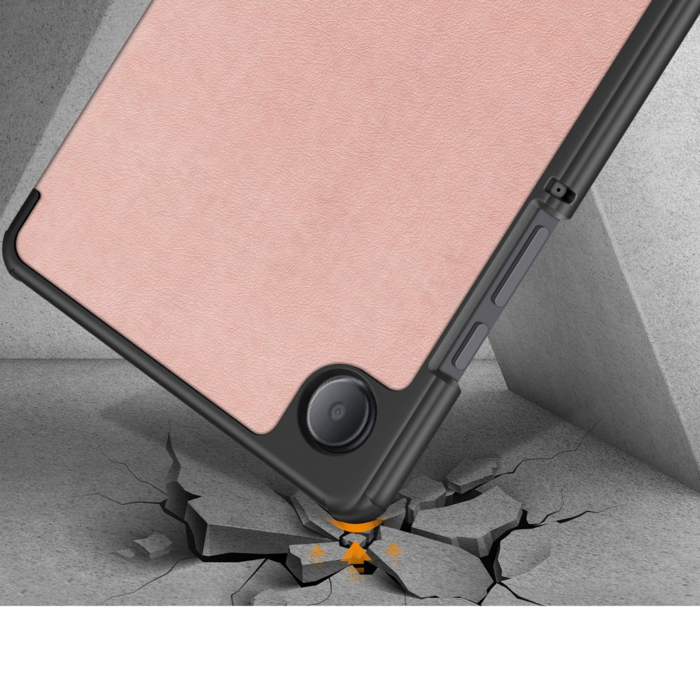 Samsung Galaxy Tab A9 Leder Tasche Smart Cover Hülle Litchi Look - Roségold