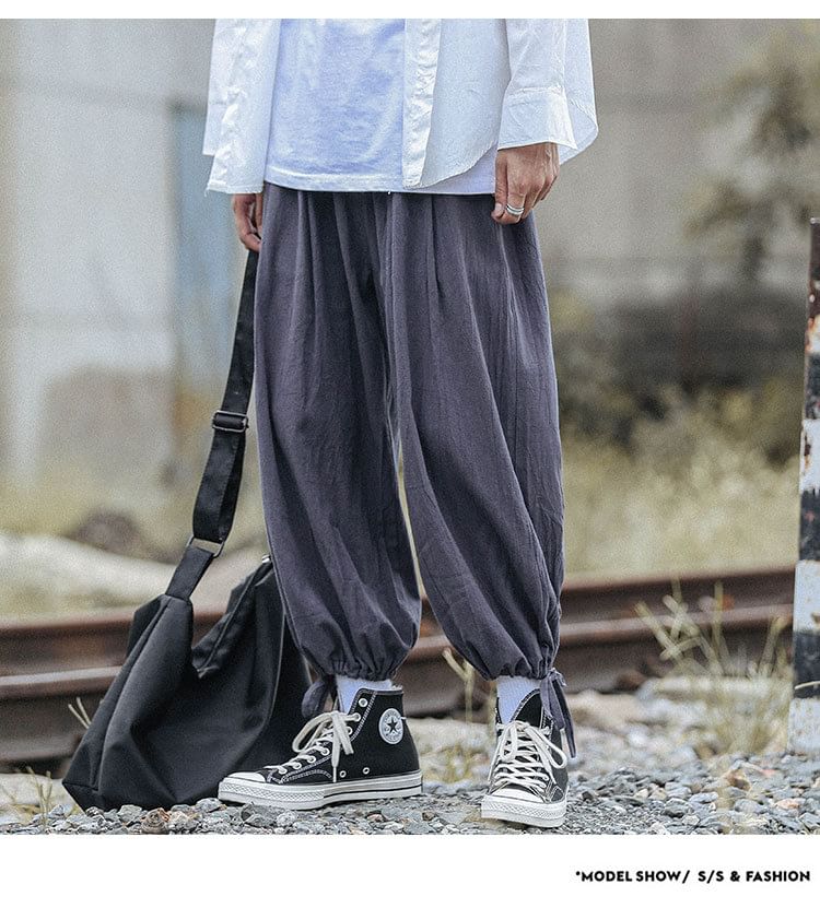 YIKES - Effen cropped harembroek met trekkoordtaille