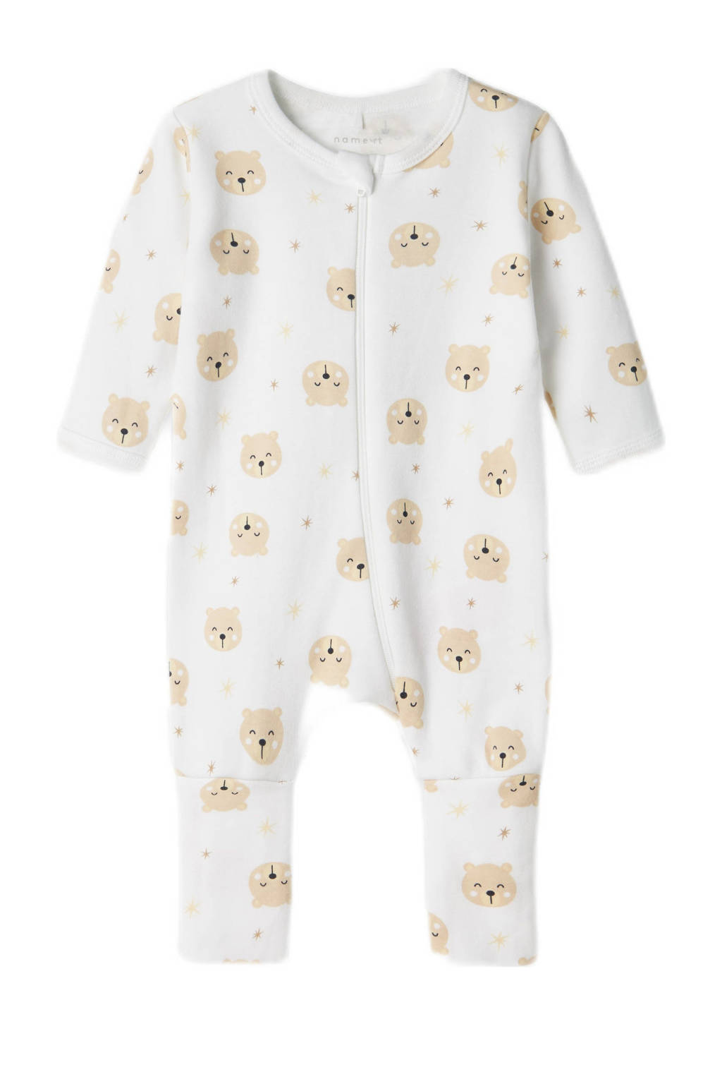 NAME IT baby pyjama met all over print - set van 2 zand/wit