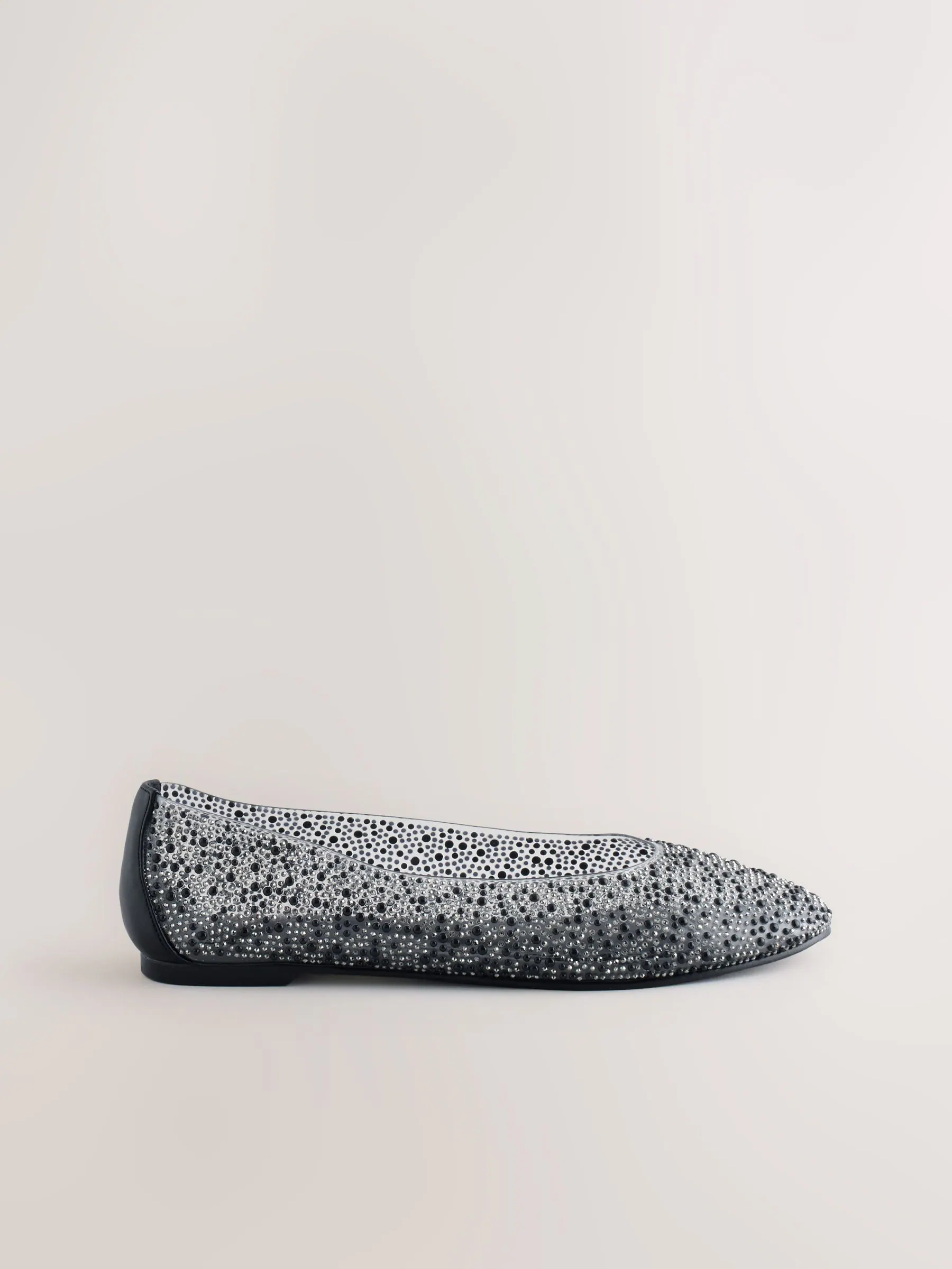 Zwart - Round Toe Jewel Vinyl Ballerinas