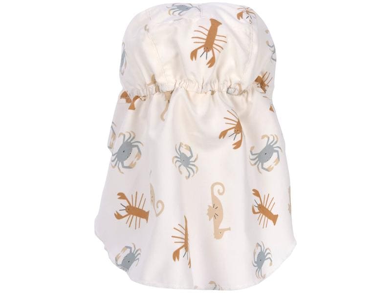 Lässig Sonnenhut Flap Sea Animals – Milky Gr. 43-45 cm Mit extra langem Nackenschutz und feuchtigkeitsregulierendem Futter