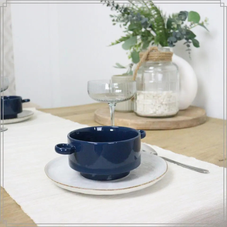 OTIX Soepkommen met Oor Set van 12 Schaaltjes 510ml Blauw PICEA
