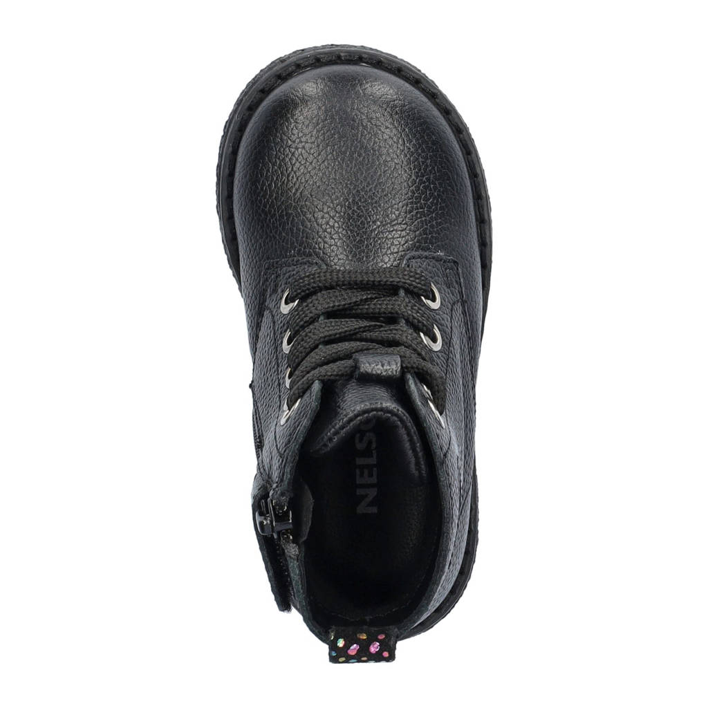 Nelson Kids leren veterboots zwart