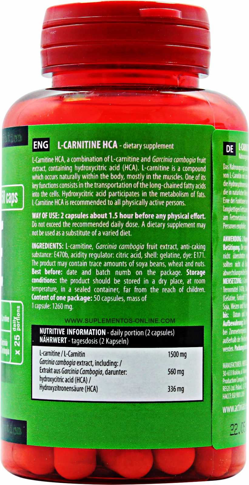 Activlab L-Carnitina HCA Plus 50 cápsulas