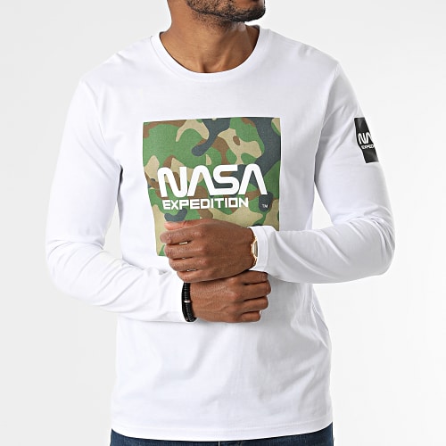 Tee Shirt Manches Longues Worm Expedition Camouflage Blanc