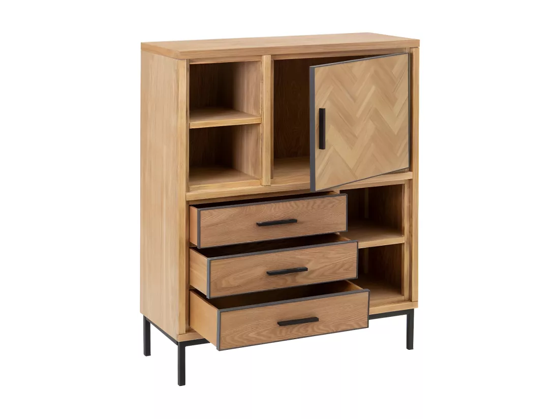 Vaisselier 1 porte 3 tiroirs Bois/Métal - KIPSE