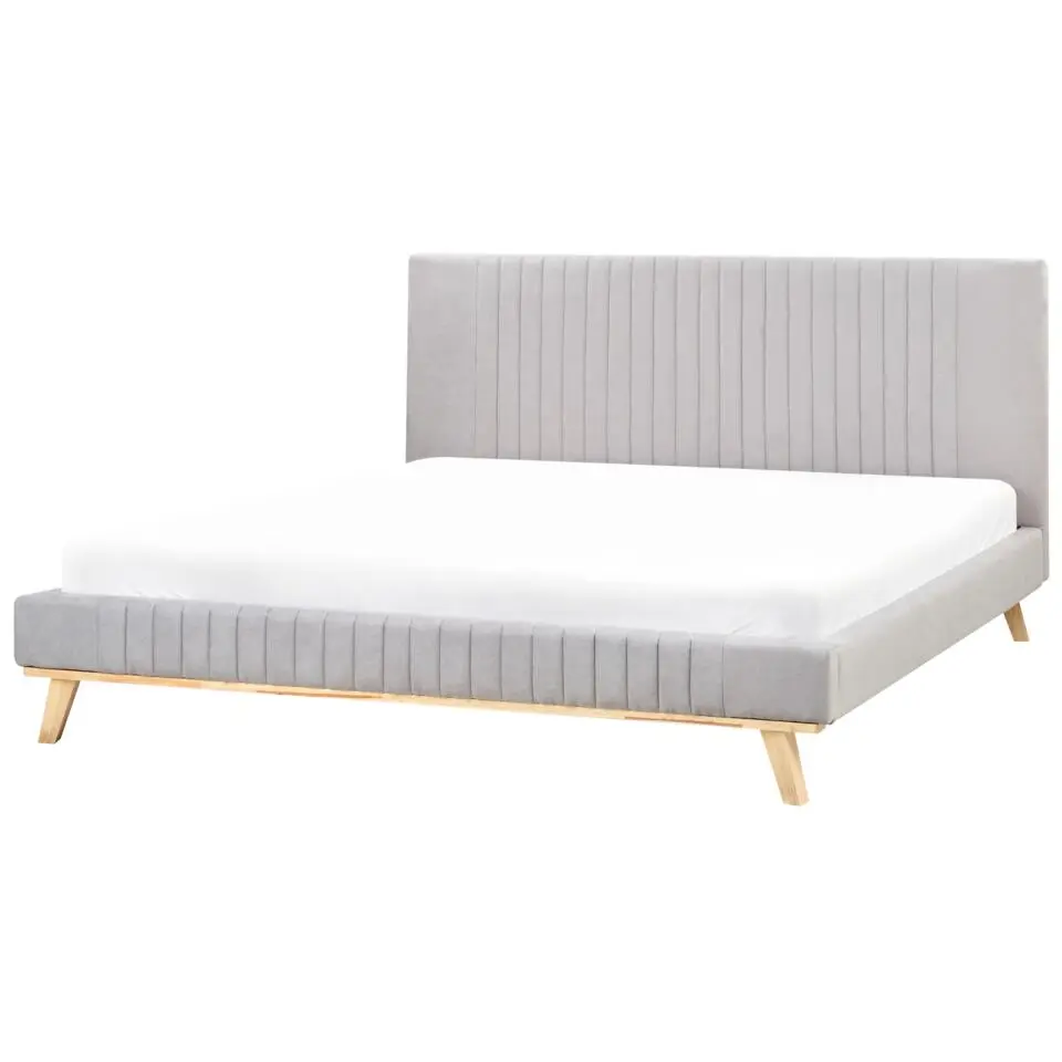 TALENCE - Tweepersoonsbed - Lichtgrijs - 180 x 200 cm - Chenille