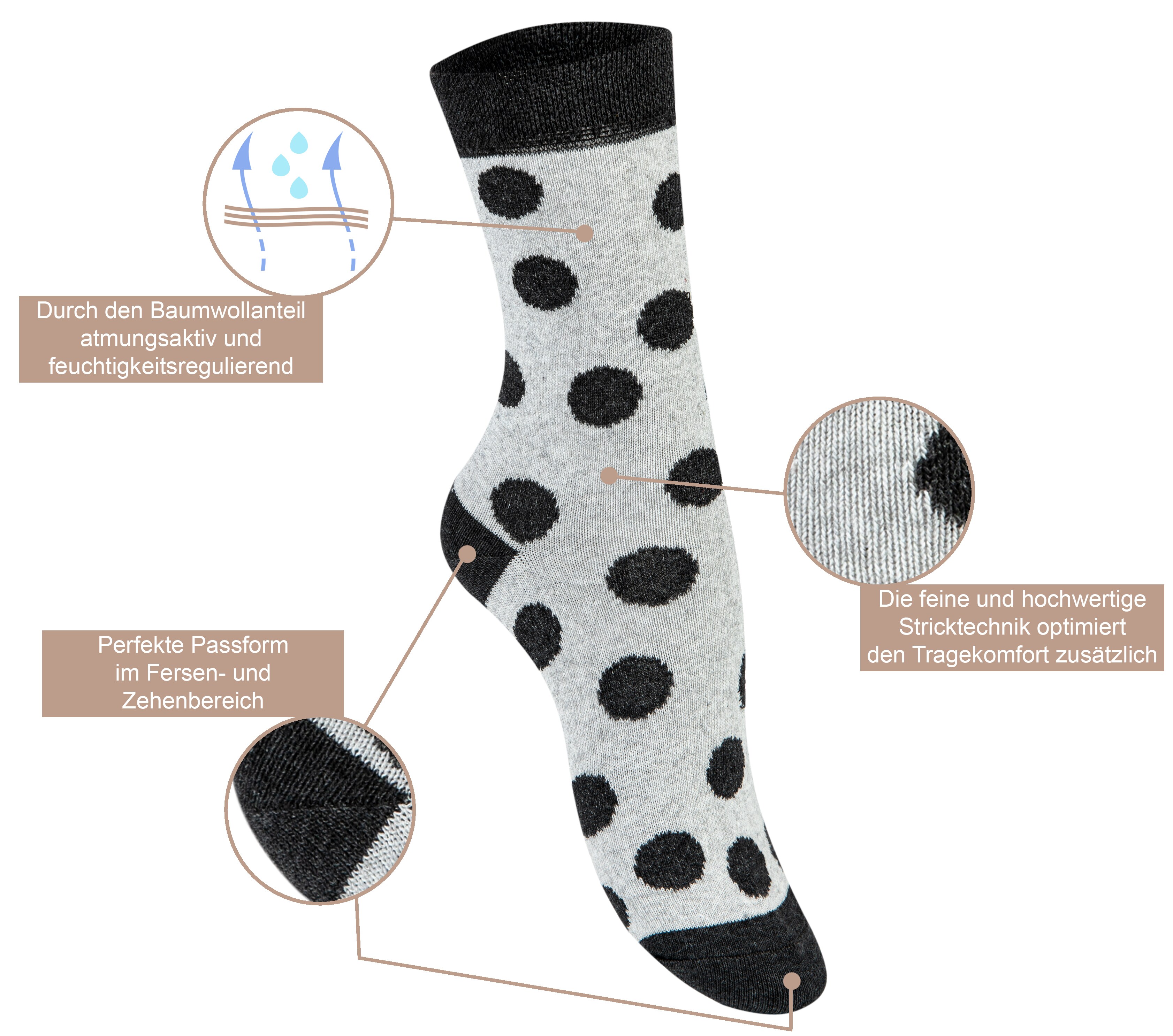 Paolo Renzo® Damen Baumwoll Socken gestreift 10 Paar - Größe 35/38