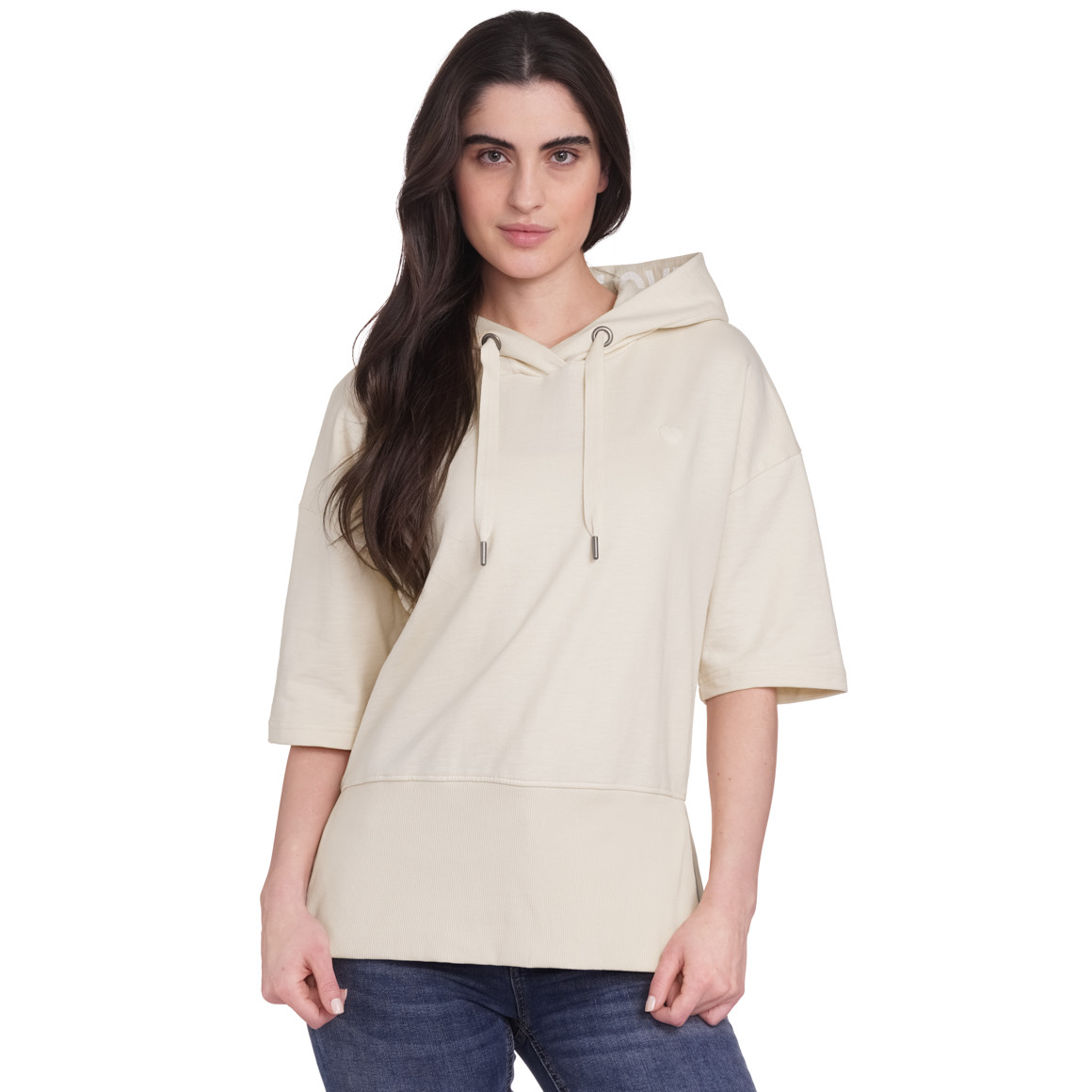 Gina Damen Sweatshirt mit kurzen Ärmeln beige
