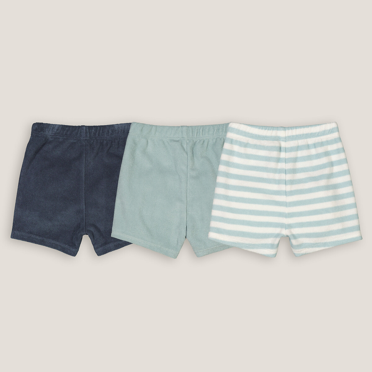 COLEÇÃO LA REDOUTE<br>Conjunto de 3 shorts de tecido atoalhado