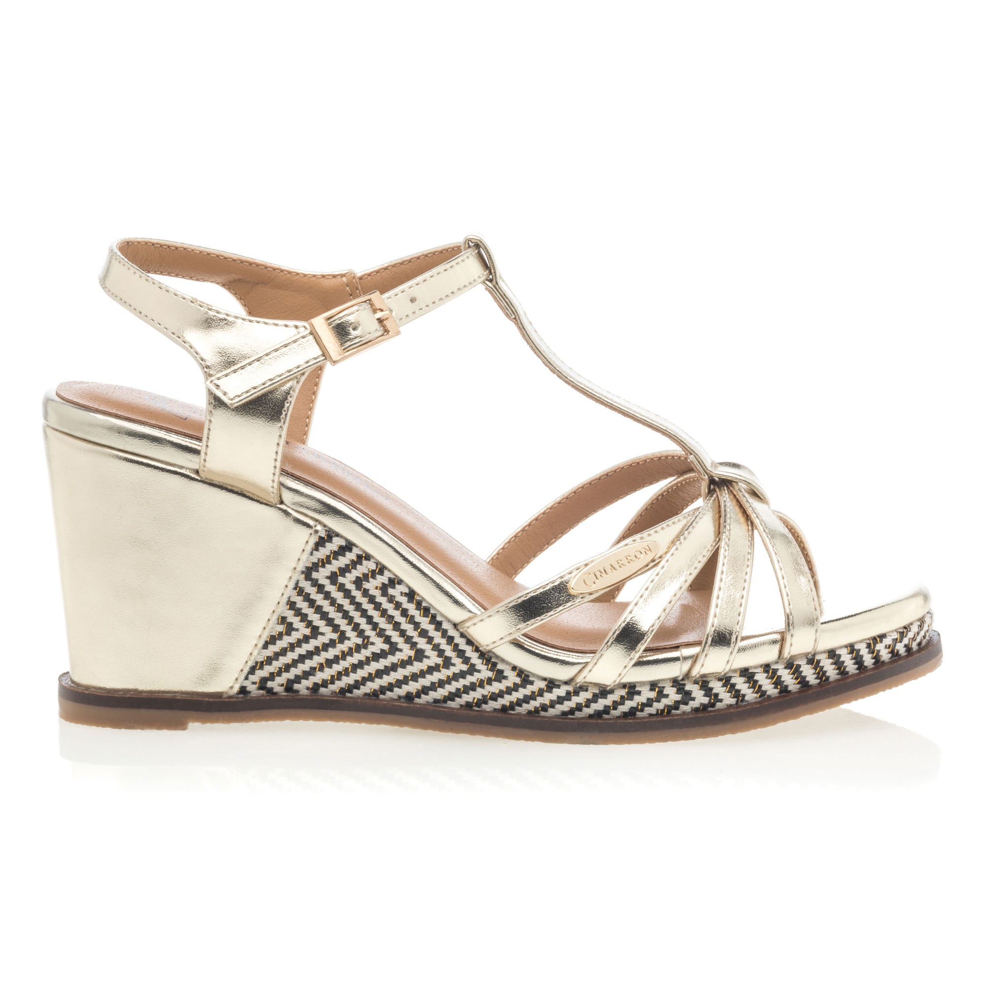Nu-pieds à talon compensé Femme or
