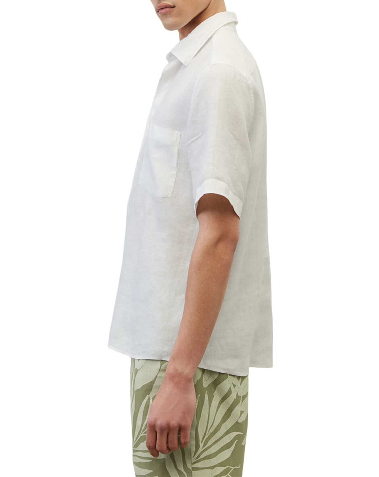 Marc O'Polo Chemise 100% Lin manches courtes Une Rf Poche blanche