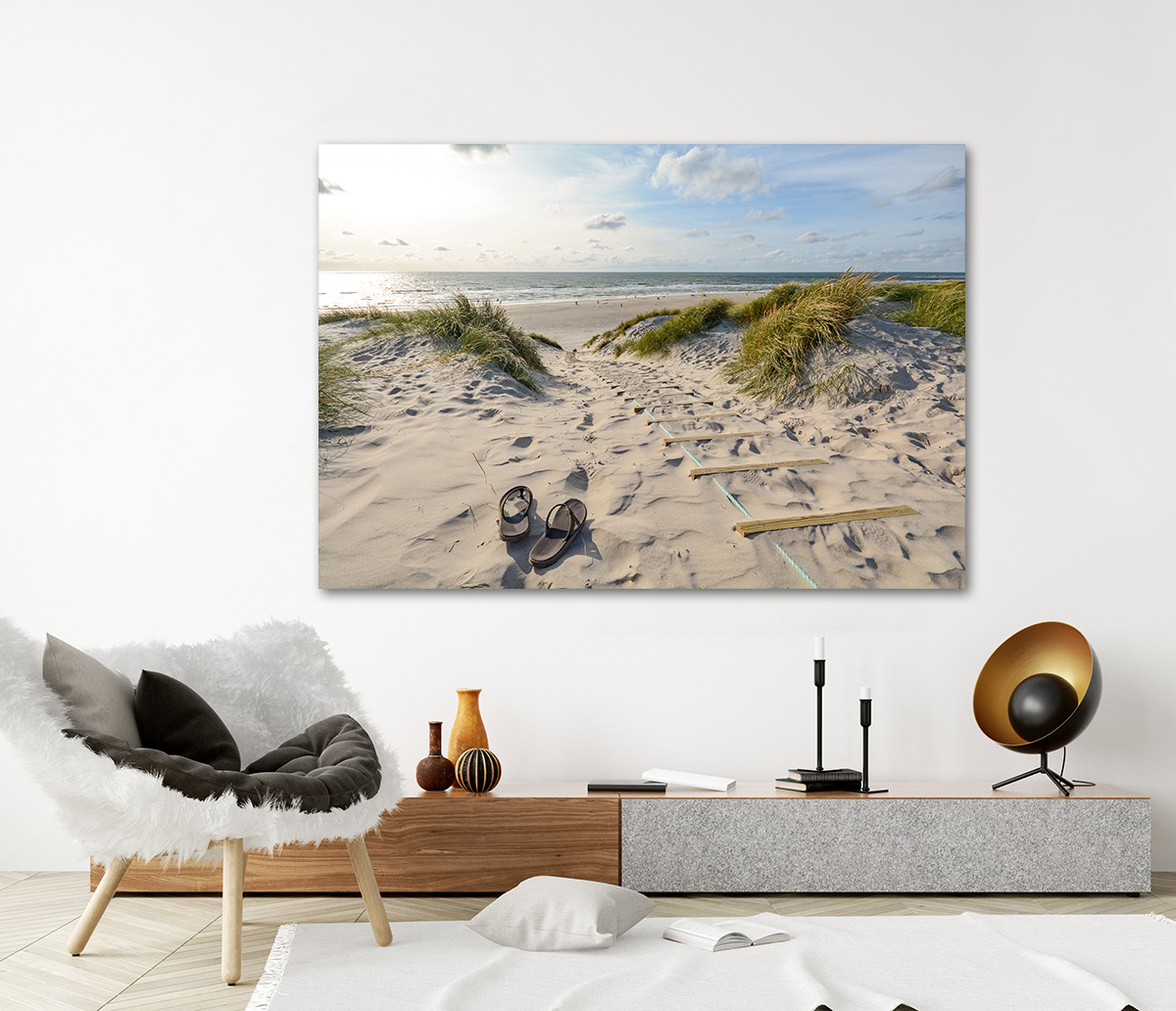Canvas schilderijen Duinen, strand en zee 6 - 150 x 100 cm