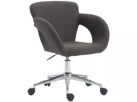Chaise de bureau - Tissu & Métal chromé - Gris foncé - Edison