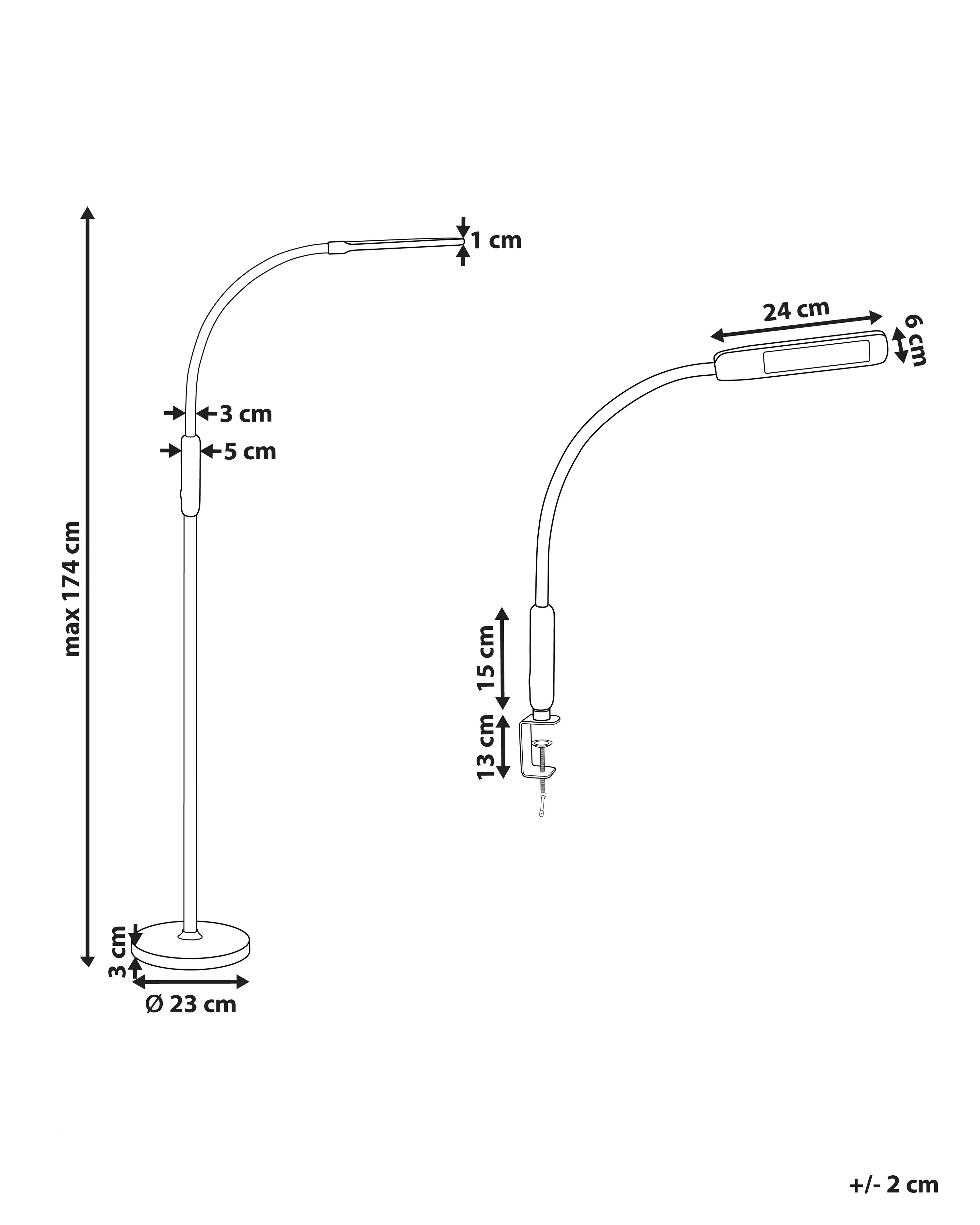 Multifunctionele LED vloer- en plafondlamp APUS met afstandsbediening met dimmer Metaal Zwart