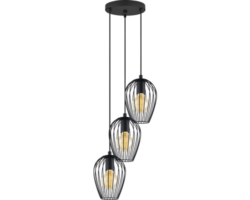 3-lamps hanglamp Ø 38 cm zwart