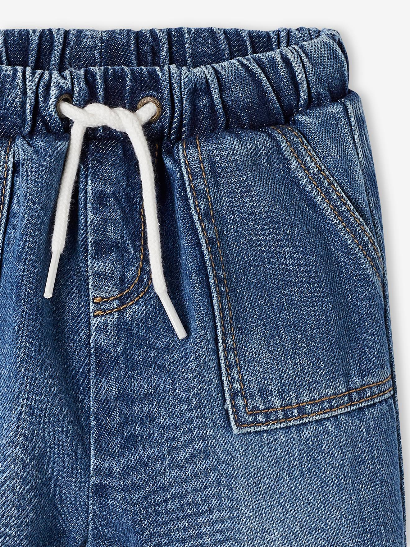 Calça jeans estilo baby jeans com corte jogging, cor pedra