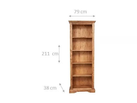 BISCOTTINI Armoire - Bois de tilleul massif finition naturelle antique - Polyvalente - Rangement - Jardin - Salon - Cuisine - Salle à manger - Étagères - Chambre - Buffet - 79x38x211cm