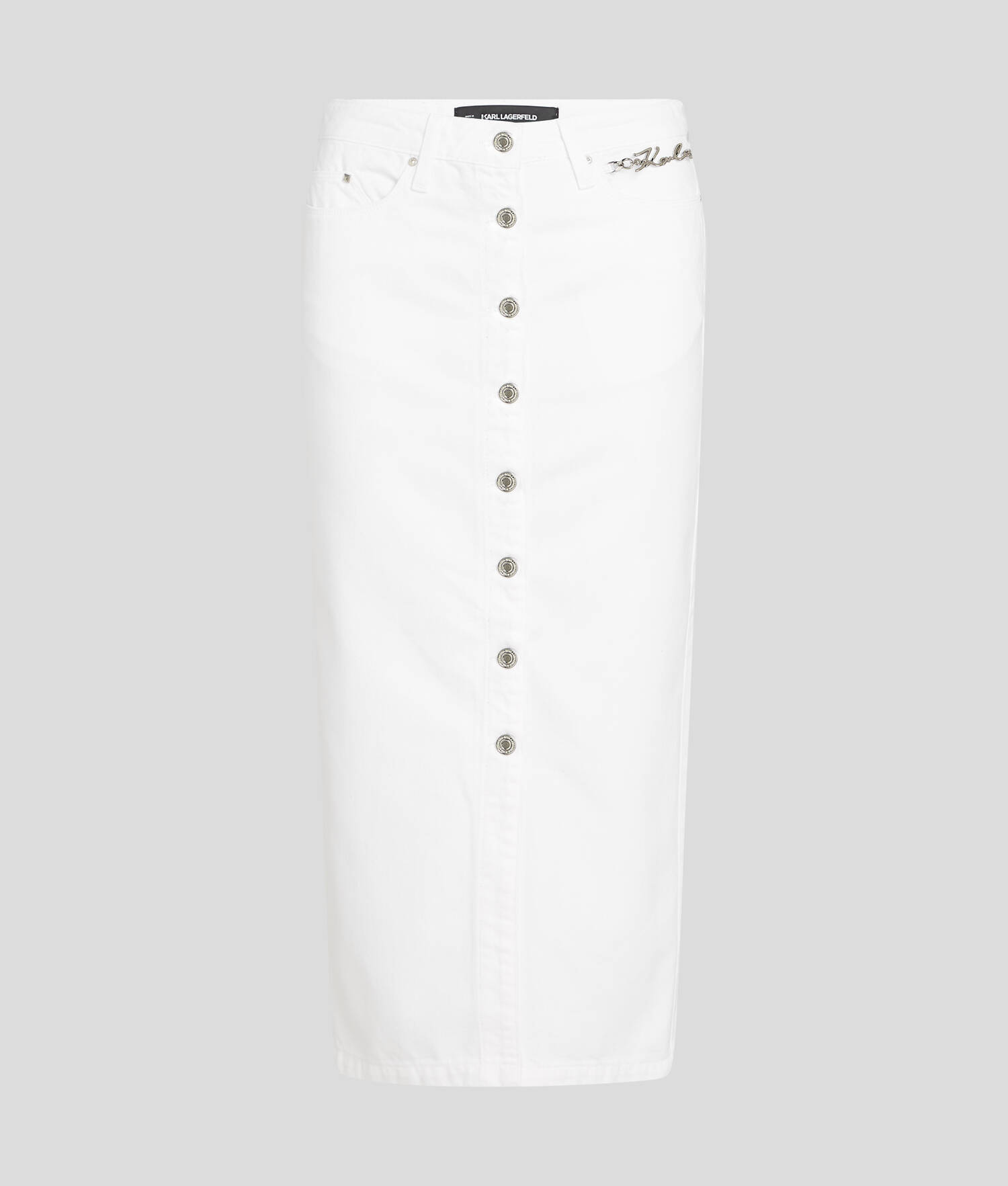 JUPE EN DENIM BOUTONNÉE - Denim Blanc