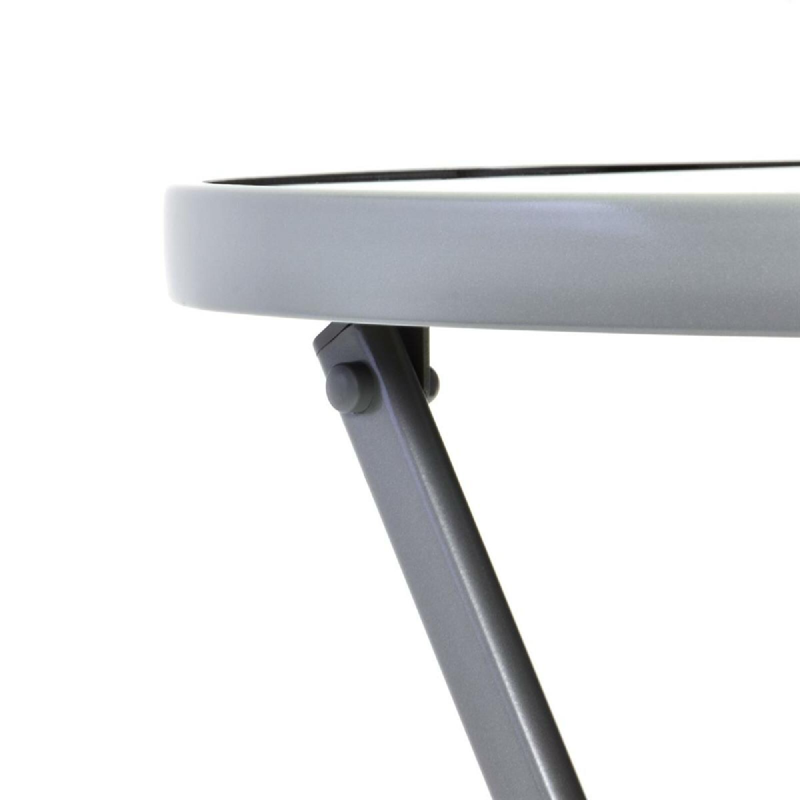 VCM Bistrotisch mit Glasplatte klappbar Terrassentisch Glastisch silber Ø 70cm Stahl