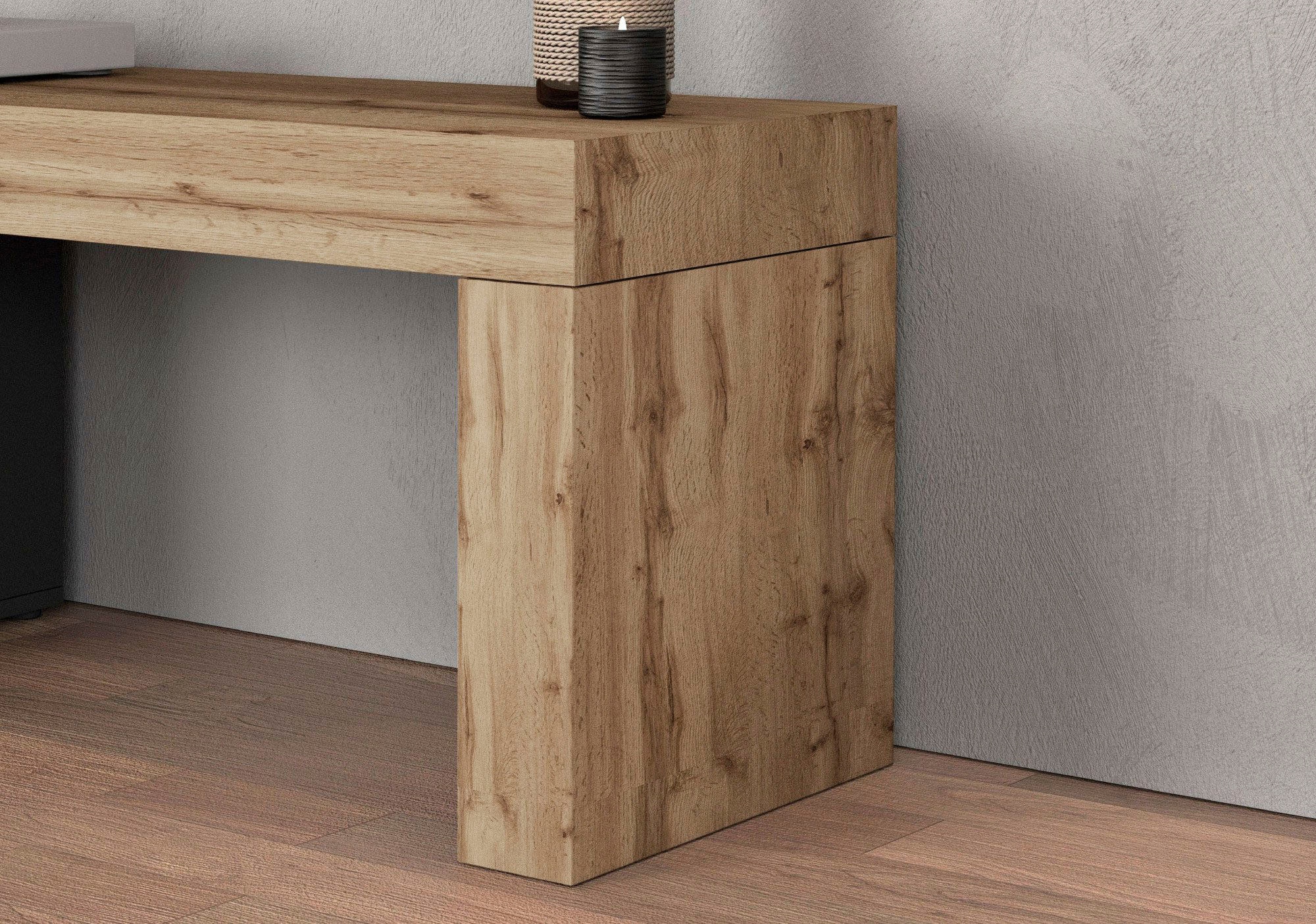 INOSIGN Lowboard »Chronos TV-Board, T-Schrank« Breite verstellbar von 180 bis 290 cm, 1 Stk. tlg. Breite 240 cm TV-Board,Lowboard,1 Klappe und ein L-Förmiger Aufsatz