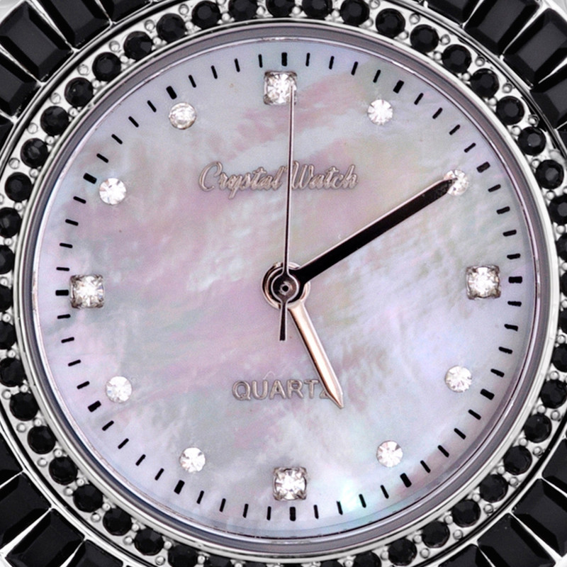 Montre Céramique orné de cristaux de Swarovski Noirs