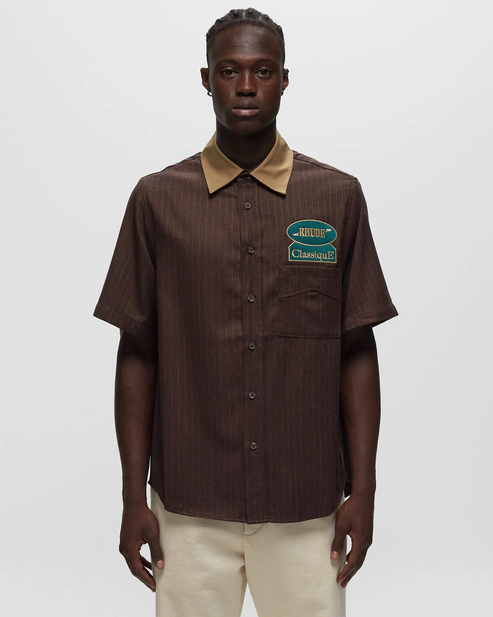 Rhude TWILL STRIPE MECHANIC SHIRT