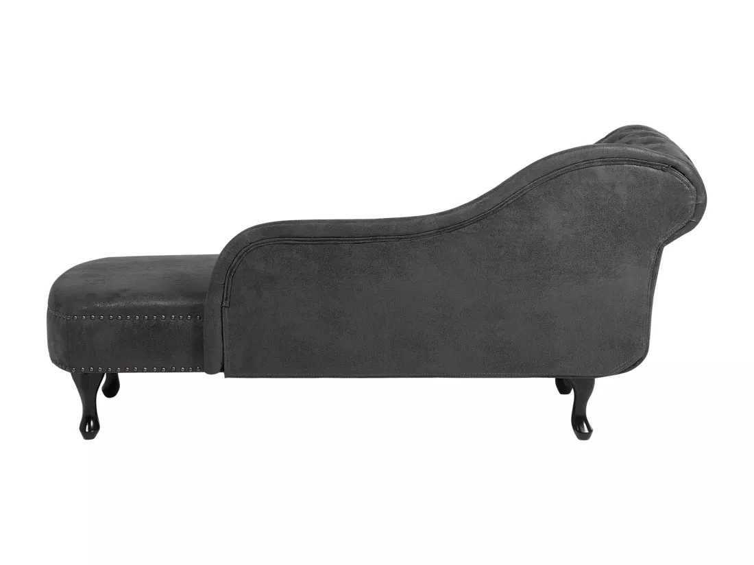 Chaise longue Chesterfield grise en cuir PU NIMES