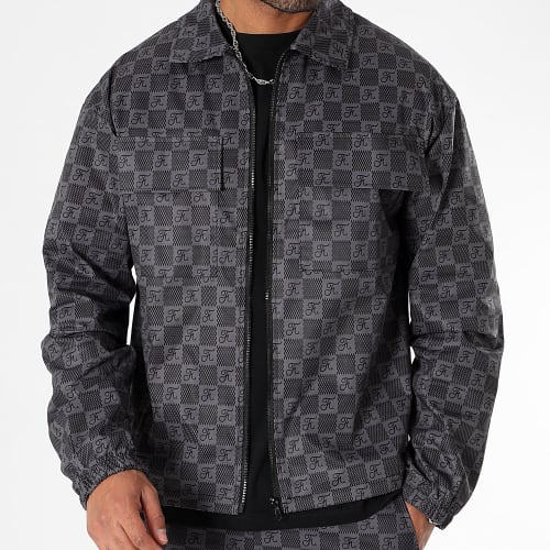 Ensemble Veste Zippée Et Pantalon Cargo Damier 0037 Noir