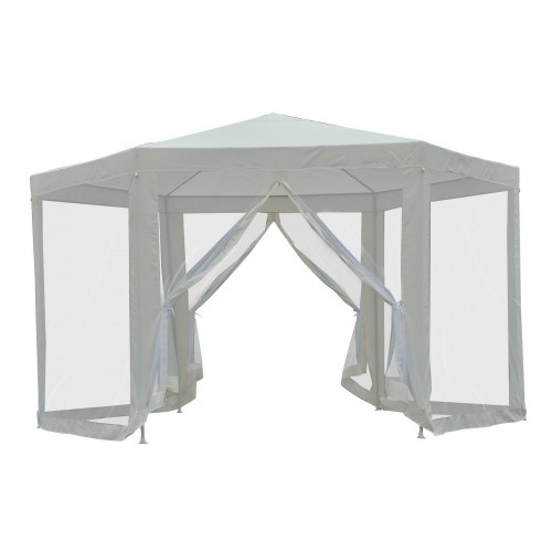 Tenda hexagonal com mosquiteiro cor creme