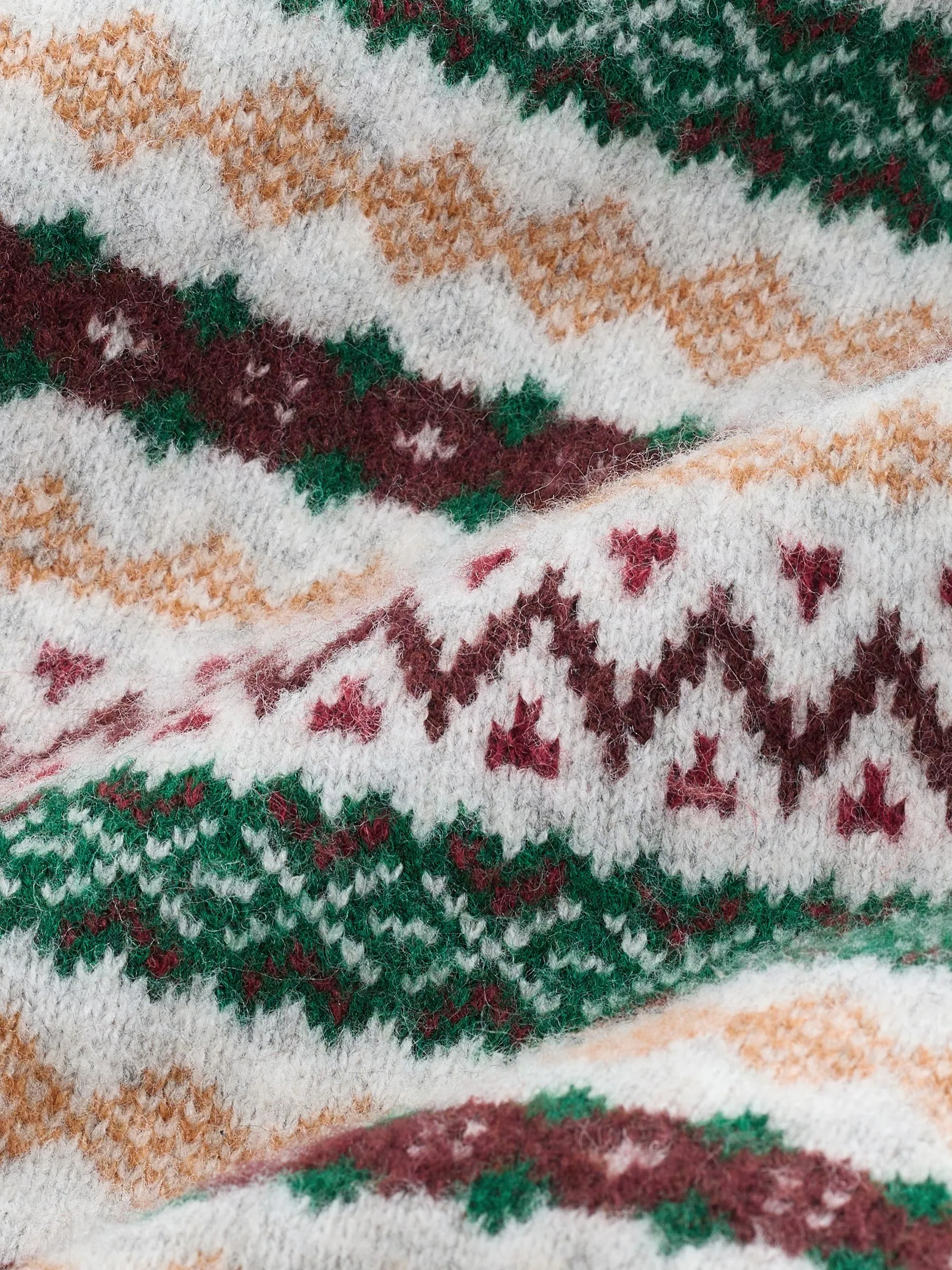 Lichtgrijs meerkleurig - Relaxed Fit Fairisle Pattern Knitted V-Neck Vest with Wool