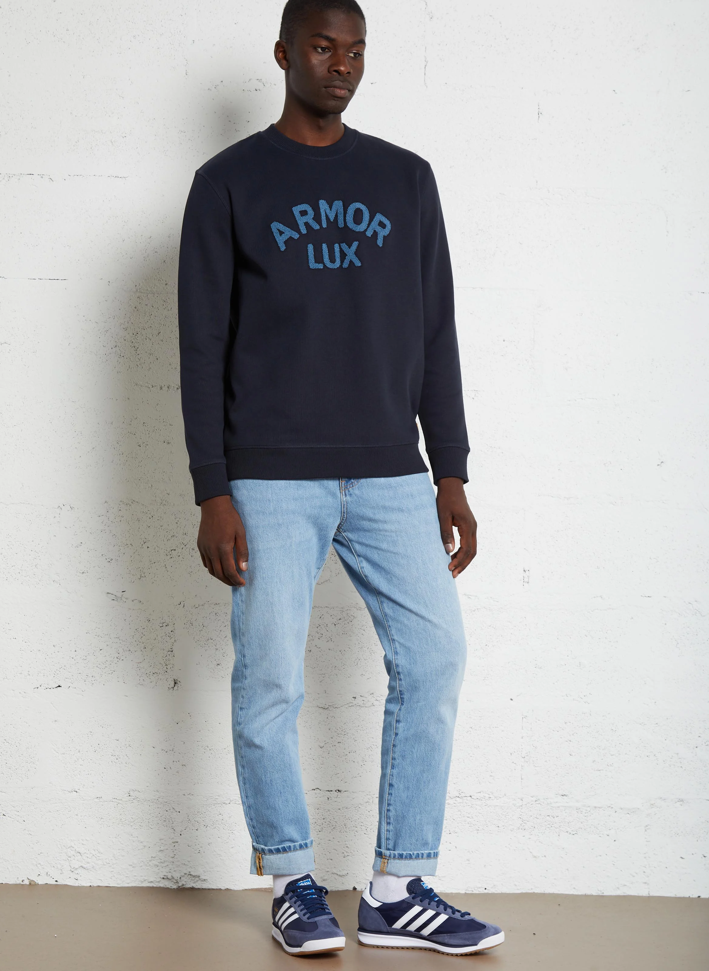 HERITAGE - Sweat ample brodé en coton | Bleu