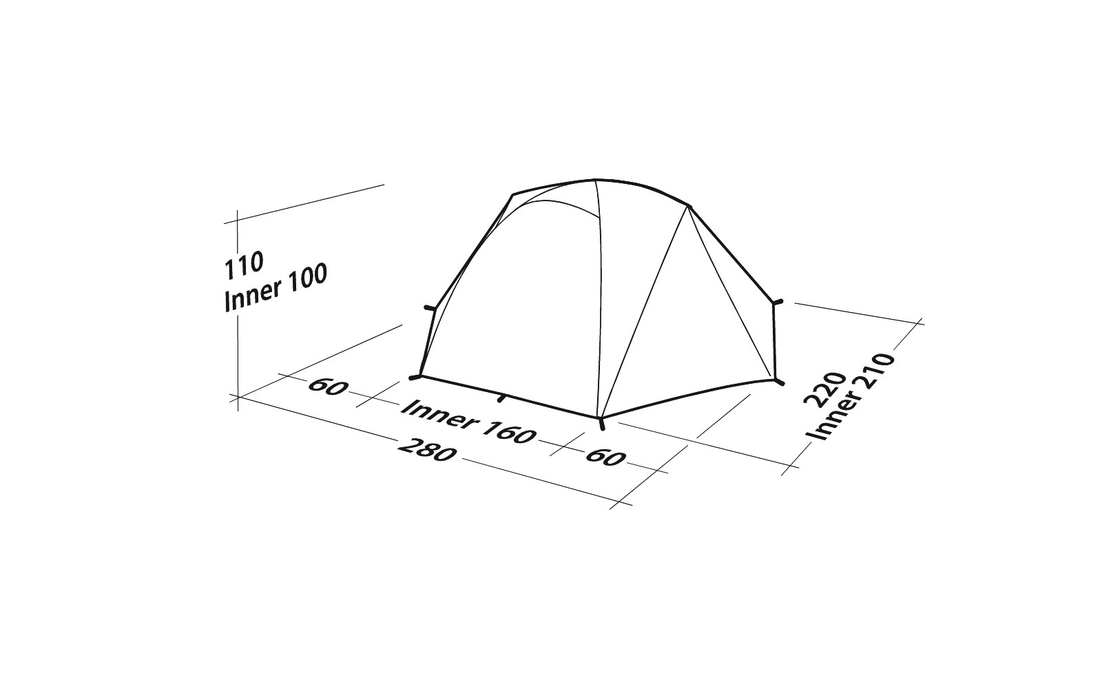 Robens Boulder Kuppelzelt 280 x 220 x 110 cm türkis für 3 Personen