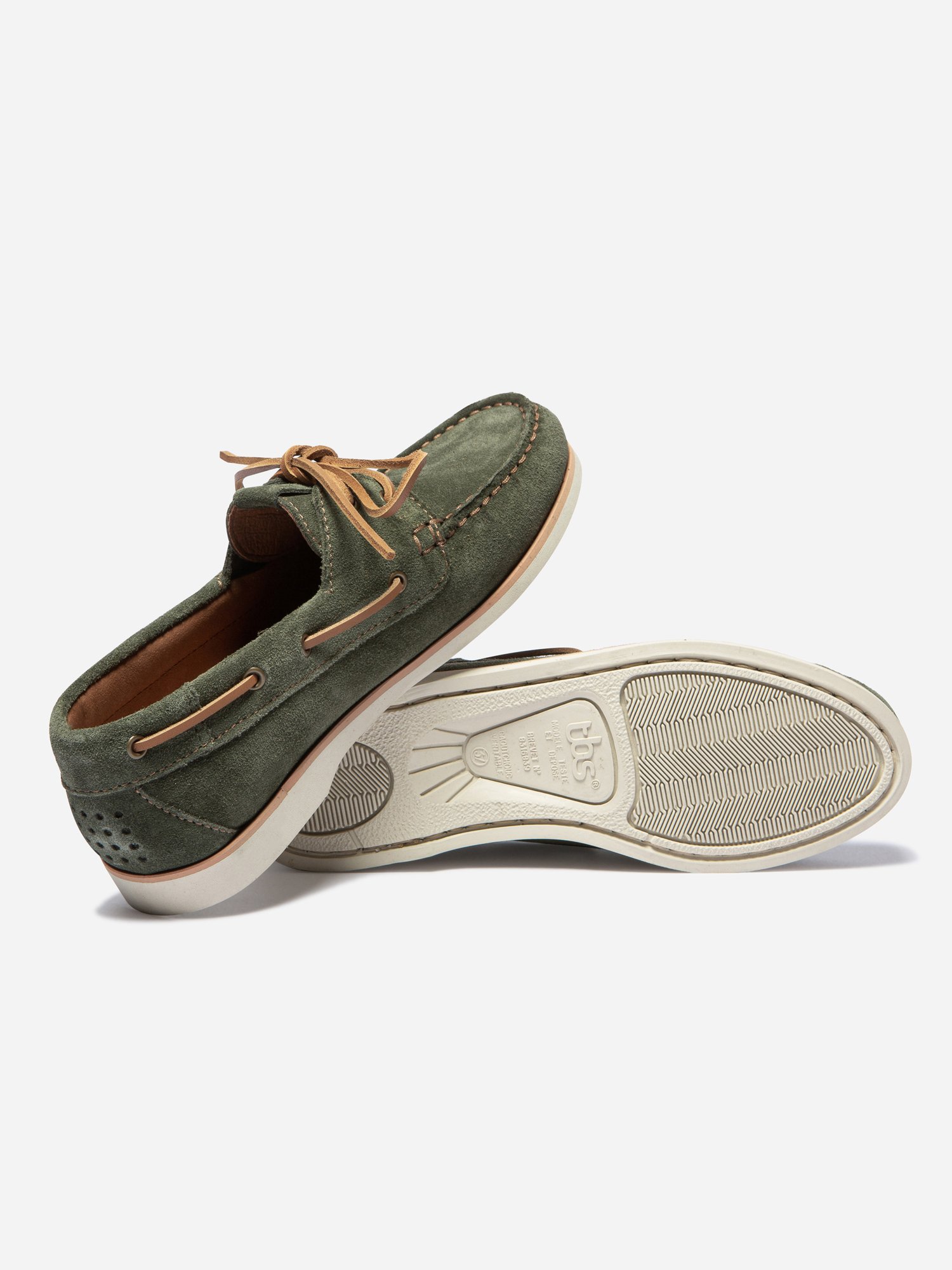 Chaussures Bateau Femme Cuir Kaki