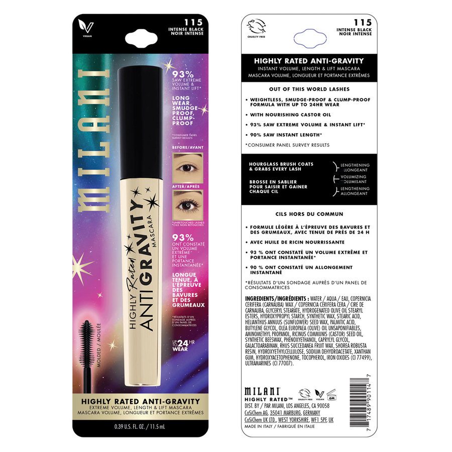 Milani Cosmetics Highly Rated Anti-Gravity Mascara 11,5ml