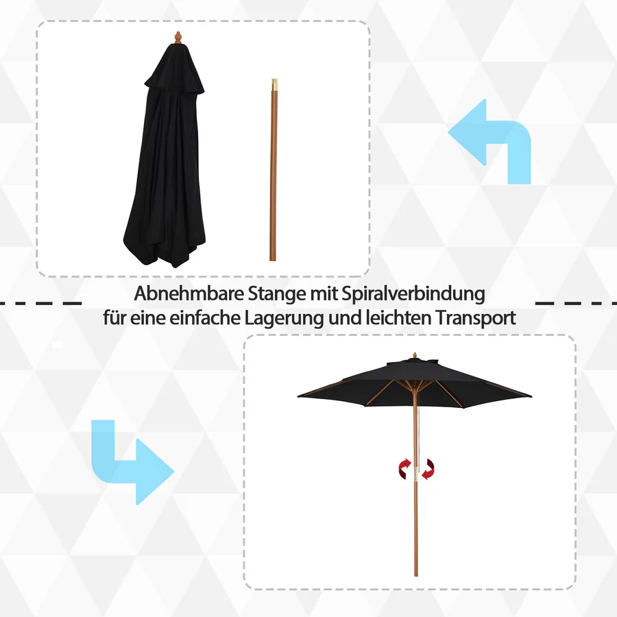 Outsunny Sonnenschirm 3-stufig verstellbar schwarz