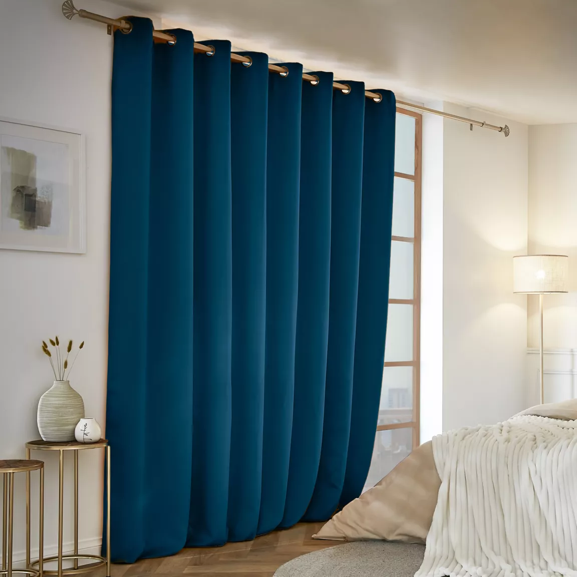 Rideau obscurcissant thermique (280 x 260 cm) Calore Bleu pétrole