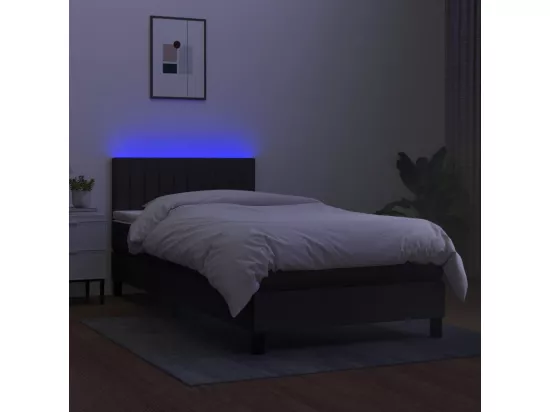 Sommier tapissier avec matelas et LED Noir 90x190 cm Tissu