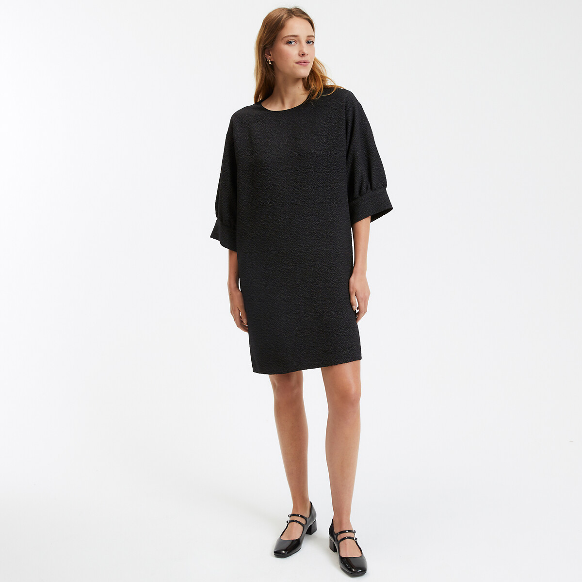 COLEÇÕES LA REDOUTE<br>Vestido curto reto, jacquard em relevo