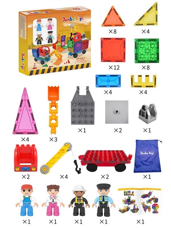 Magnetic Tiles Byggeplass, 65 deler