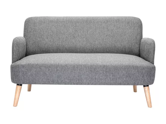Canapé scandinave 2 places en tissu gris clair et bois clair ISKO