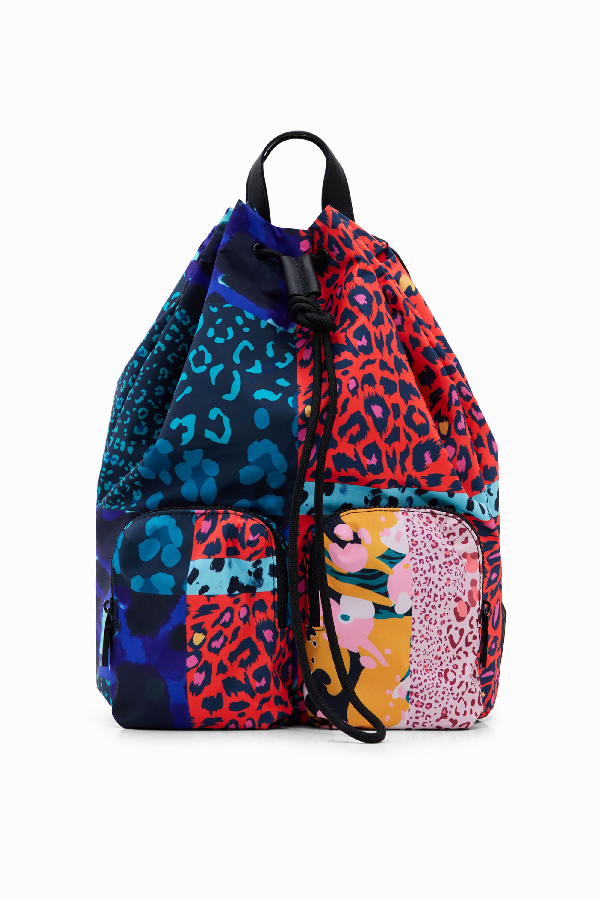 Grand sac à dos patchwork imprimé animal
