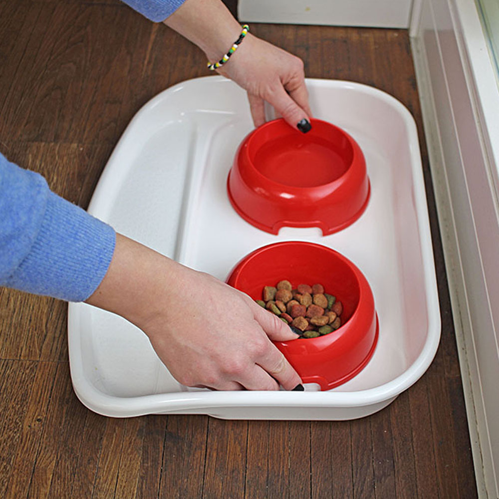 Ferplast plateau avec écuelles pour chats et chiens lindo double écuelle pour animaux, base en plastique résistant, pieds