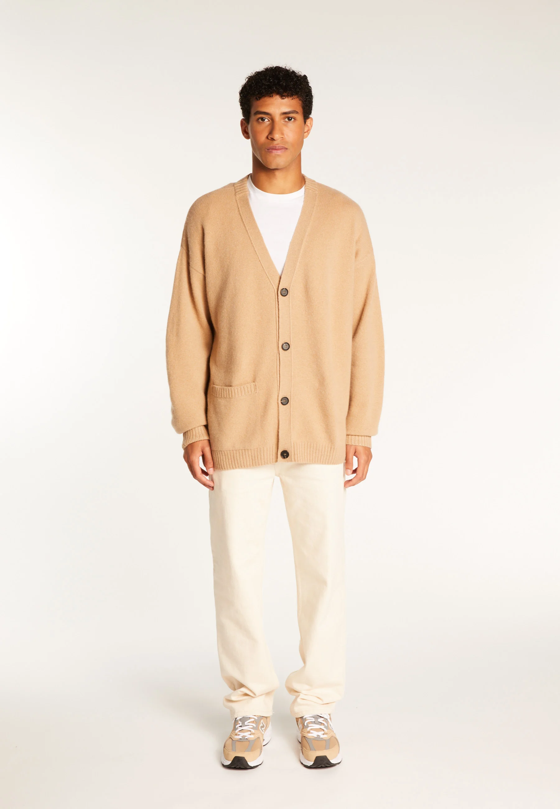 TITOUAN - Gilet boutonné en cachemire mélangé | Marron